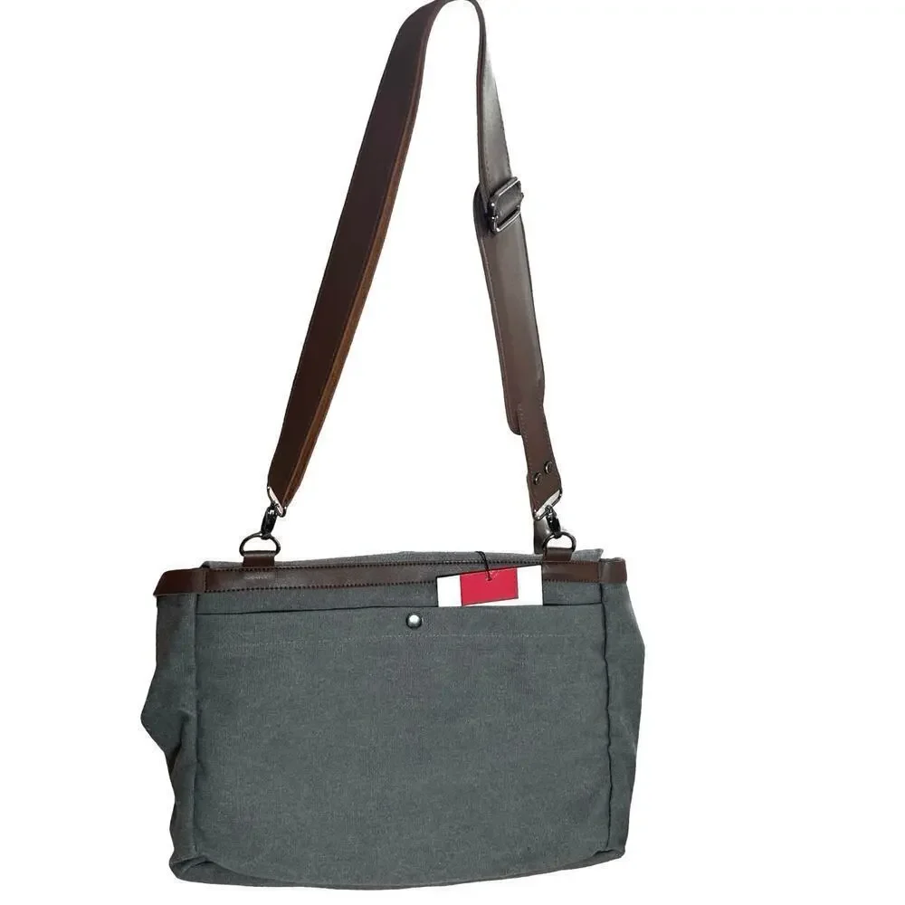 NWT Greg Norman The Refined Traveler Canvas Laptop/Messenger Bag Gray OS